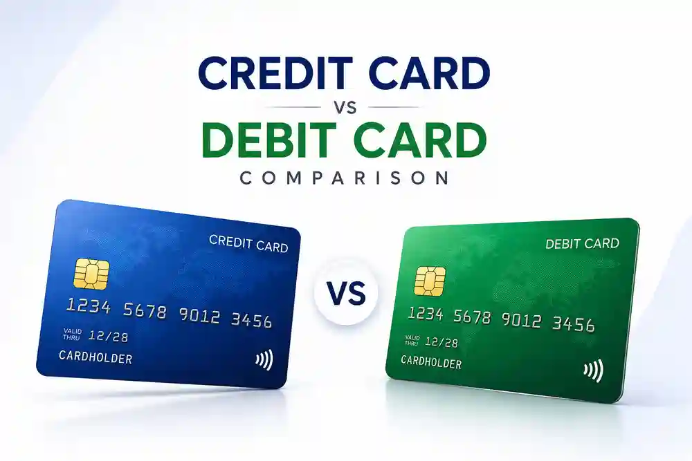 Credit Card vs Debit Card Comparison Illustration