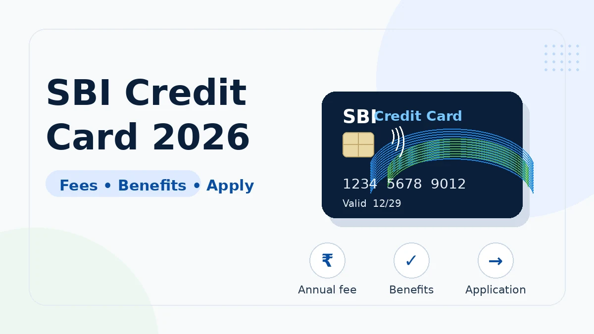 Illustration showing SBI Credit Card fees benefits and application process